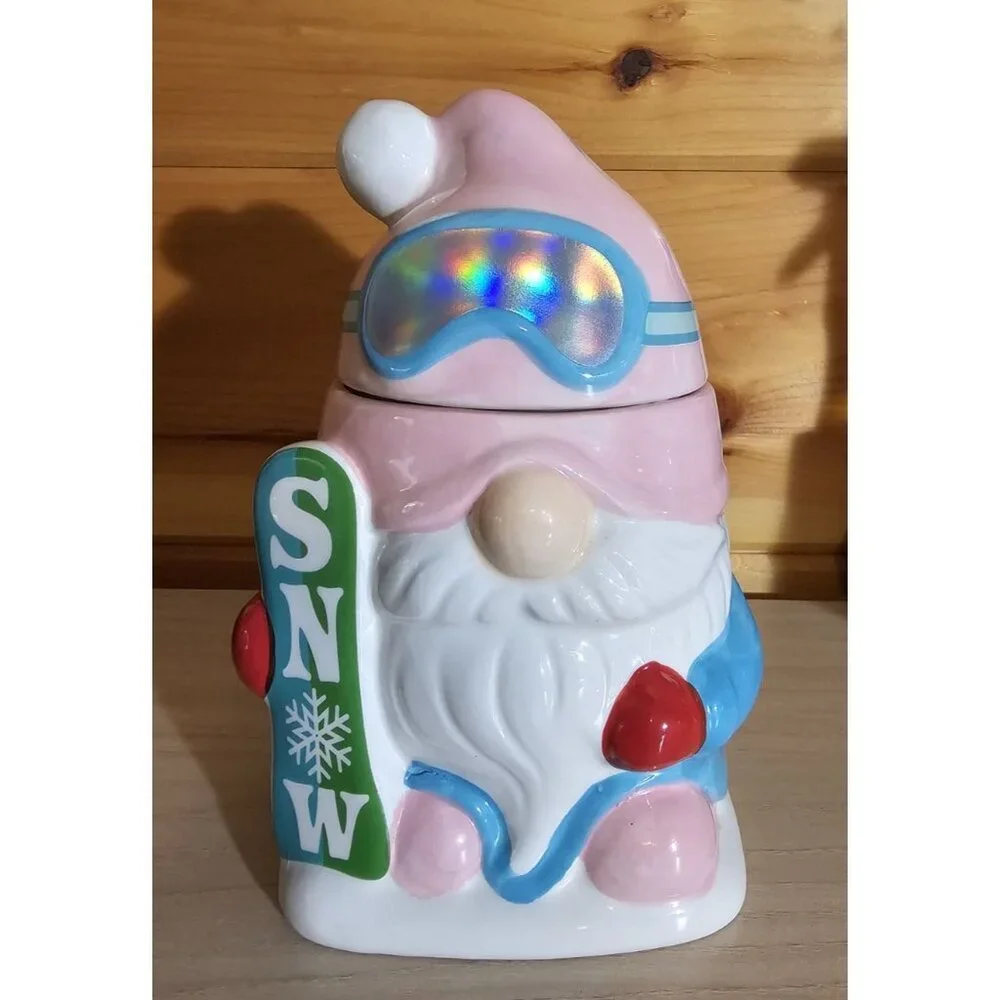 New Martha Stewart Gnome Snow Day Snowboarding 2 Wick Candle Jar Winter